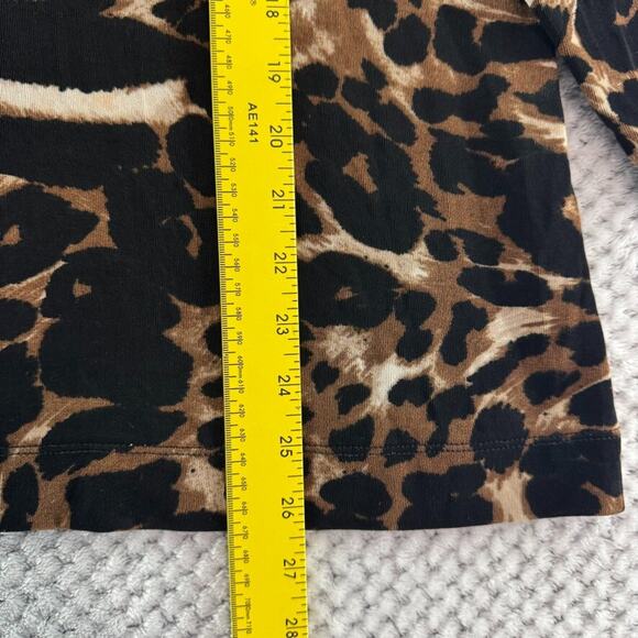 Chicos Travelers Top Womens 3 XL/16 Brown Animal Print Scoop Neck 3/4 Sleeve - Picture 9 of 12